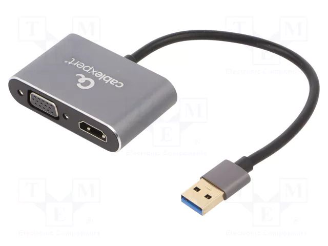 Adapter; USB 3.0; D-Sub 15pin HD socket,HDMI socket,USB A plug GEMBIRD A-USB3-HDMIVGA-01