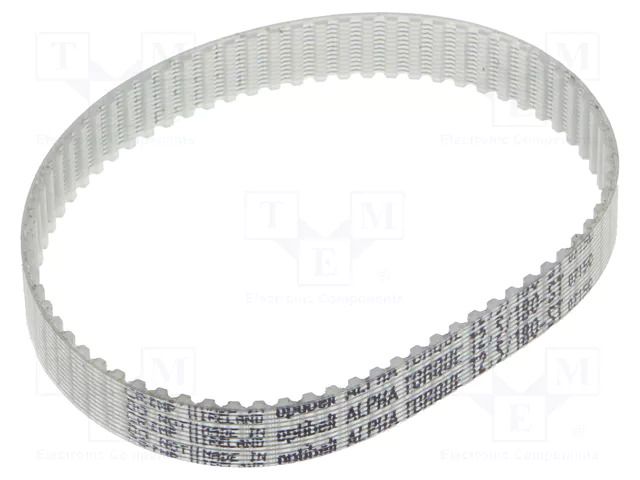 Timing belt; T2.5; W: 8mm; H: 1.3mm; Lw: 180mm; Tooth height: 0.7mm OPTIBELT T2.5-180-8-77ZA