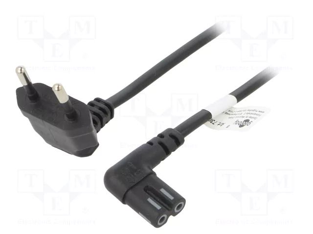 Cable; 2x0.75mm2; PVC; 2m; black; 2.5A; 250V; Sonos GOOBAY SN16-02/07/020B