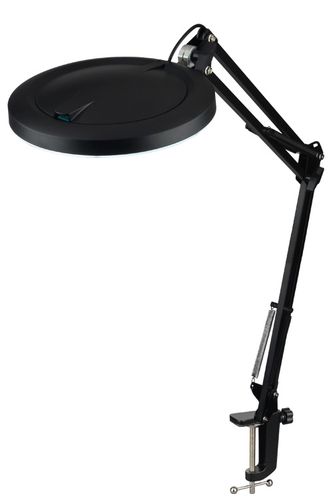 Увеличительная настольная лампа 230Vac 12W Ø127мм стекло, 5 диоптрий, с регулировкой яркости, черный SMD LED ML/9206LED-127-5D-B