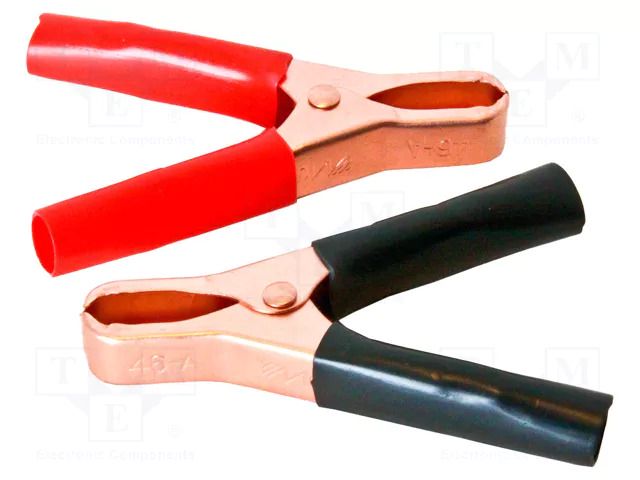 Crocodile clip; 50A; Grip capac: max.29mm; black,red; 2pcs. MUELLER ELECTRIC BU-46A-KIT