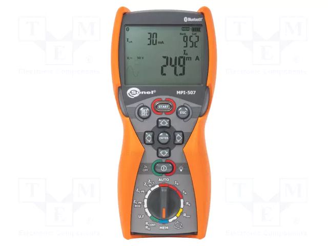 Meter: appliance meter; LCD; VAC: 0÷500V; Interface: Bluetooth SONEL MPI-507-PL