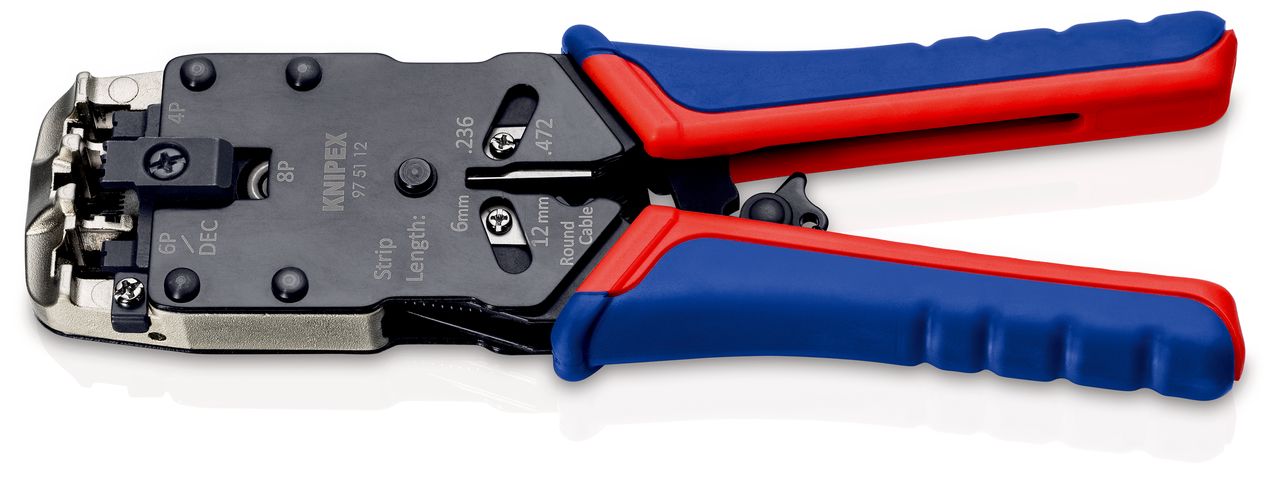 KNIPEX 97 51 12 SB Crimping Pliers for Western plugs with multi-component handles burnished 200 mm 97 51 12 SB 4003773044406