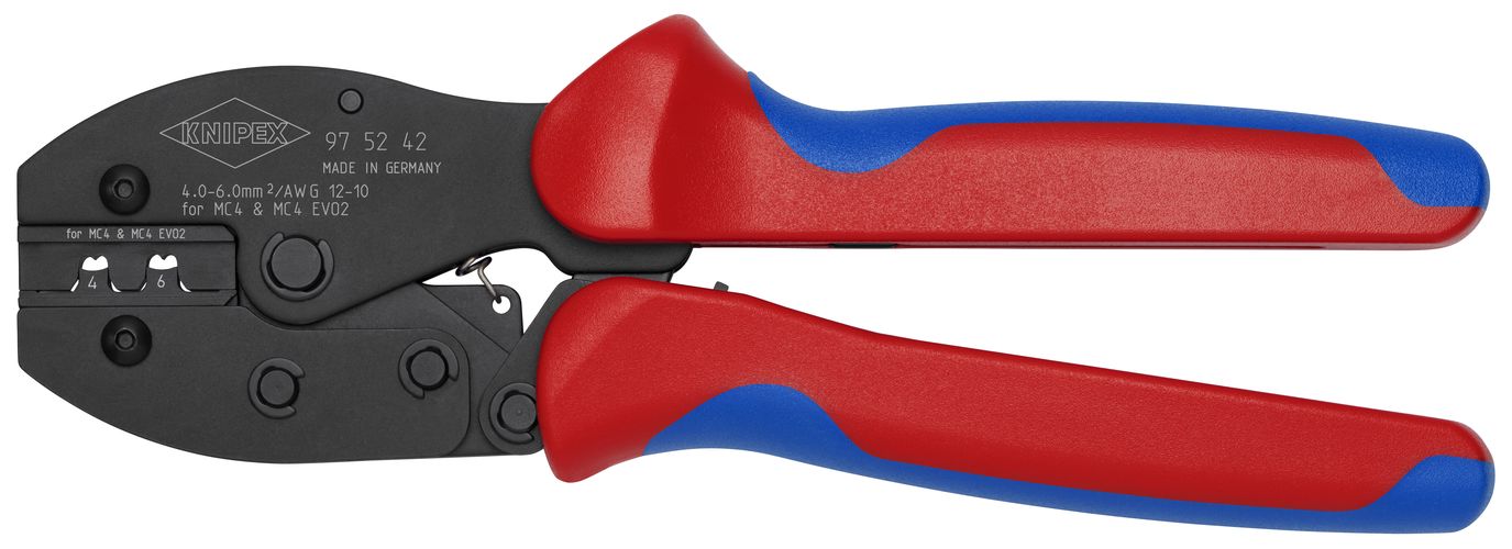 KNIPEX 97 52 42 SB PreciForce Crimping pliers for MC4®/MC4® EVO 2 connectors with non-slip plastic grips burnished 220 mm 97 52 42 SB 4003773092162