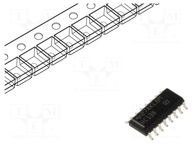 IC: digital; 3 to 8 line,decoder,demultiplexer; IN: 3; SMD; SO16 TEXAS INSTRUMENTS SN74HC138DR