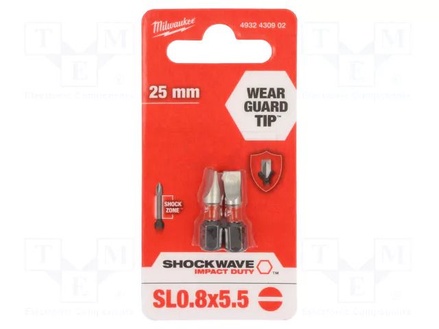 Screwdriver bit; slot; 5.5x0.8mm; Kind: impact; Overall len: 25mm Milwaukee MW-4932430902