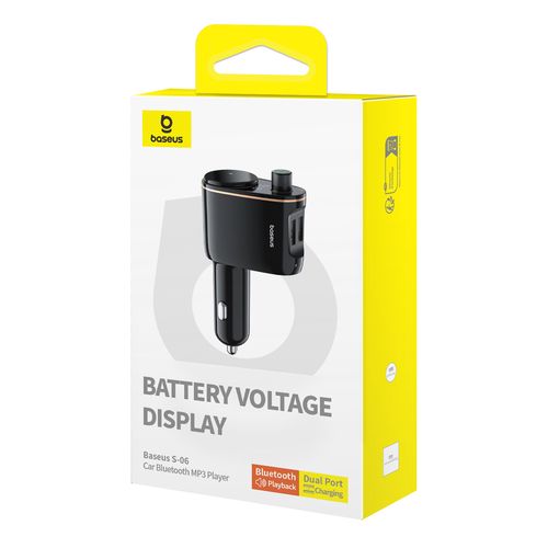 Bluetooth FM Modulator Car Charger 12-24V 2xUSB 3.4A with Cigarette Lighter Port, Black CCHC000001 6932172628222