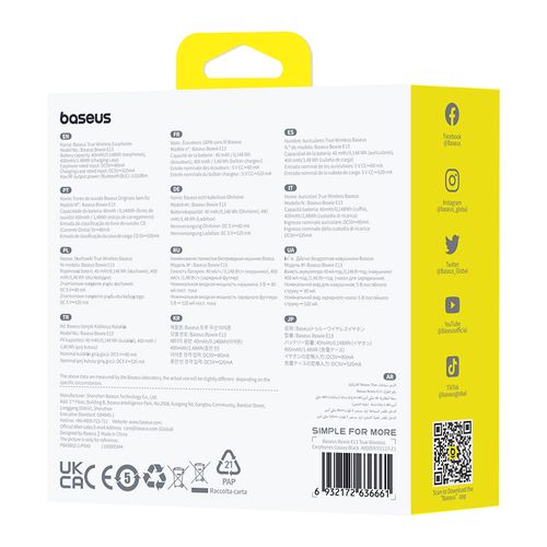 True Wireless Bluetooth 5.3 austiņas Bowie E13 ar uzlādes futrālīti, melnas krāsas A00059701127-Z1 6932172636661