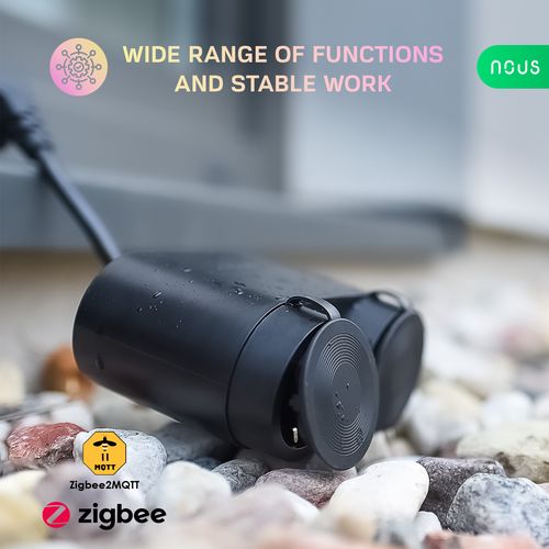 Izmanioji rozetė ZigBee, dviguba, 230Vac 16A, hermetiška IP44, su enerģijas matavimu, TUYA / Smart Life NOUS-A4Z 5905072800402