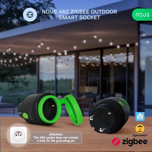 Izmanioji rozete ZigBee, 230Vac 16A, hermetiška IP44, ar enerģijas matavimu, TUYA / Smart Life NOUS-A6Z 5905072800631