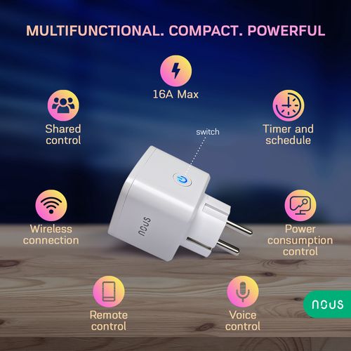 Viedā ligzda WIFI NOUS A7 SMART Plug 16A, TUYA / Smart Life NOUS-A7 5907772033463