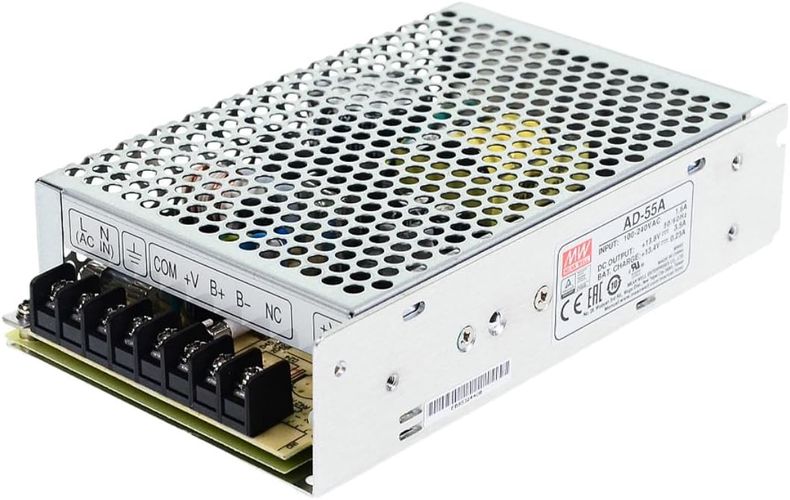 Impulsu barošanas bloks ar rezerves barošanas funkciju 55W UPS 13,8 V 3,5 A, uzlāde 13,4 V 0,23 A MEAN WELL AD-55A