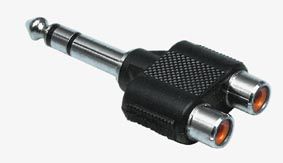 Pāreja 6.3mm Kontaktdakšiņa stereo - 2xRCA igzdai AD/6.3-M:2RC-F