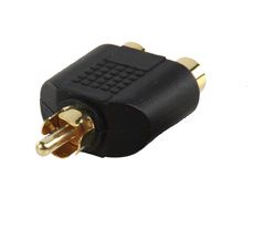 Pāreja RCA Kontaktdakšiņa 2xRCA ligzdas uz 1 RCA spraudni AD/RC-M:2RC-F/G 5412810074211; 5412810298600
