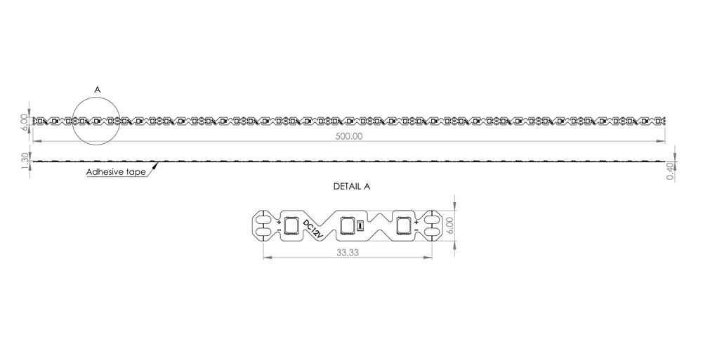 LED sloksne, 12Vdc, 11W/m, S forma, 90LED/m, 1182lm/m, 6500K, IP20, IP20 AFL-90U1106M-CW