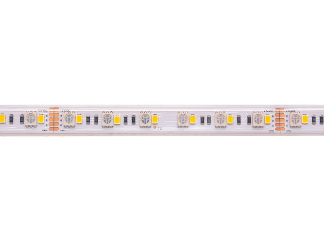 LED lente 24V 19.2W/m hermetiska T formas IP67, RGB+WW, paaugstināta efektivitāte, PREMIUM AKTO HM-5050-60-RGBWWHT