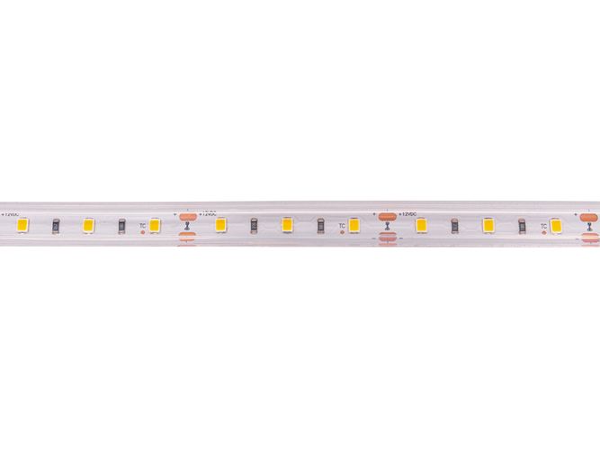 LED lente 12V 4.8W/m hermetiska IP67, T formas, silti balta 3000K 115lm/W PLUS AKTO HM-2835-60-48WWHTm