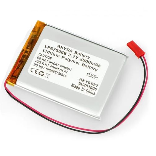 LiPo akumulatora elements 3.7V 3500mAh  6.7x55x68mm ar JST (LP675568) AKYGA AKY0627/B