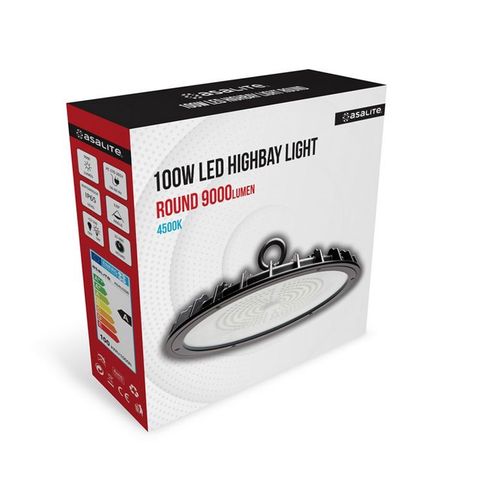 Highbay gaismeklis 100W, 230Vac, 4500K, 10 000lm, IP65, melns ASAL0226 5999565664756