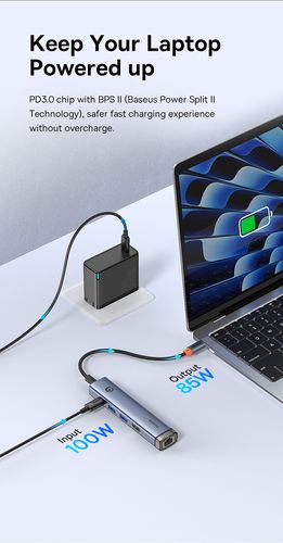 Docking station / adapteris USB C spraudnis - 4 veidu savienotāji (HDMI + 2x USB3.0 + RJ45 + USB-C) UltraJoy BASEUS B00052801811-03 6932172650919
