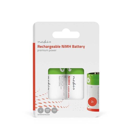 Rechargeable NiMH Battery D | 1.2 V DC | 4000 mAh | Precharged | 2-Pack | HR20 BANM40HR202B 5412810267125