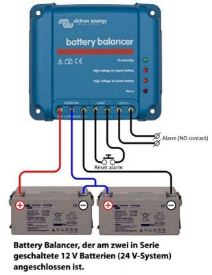 Akumulatora balansētājs 2x12V akumulatori, kas savienoti virknē vai paralēli Victron Energy BBA000100100 8719076020950