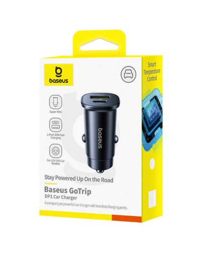 Auto ātrais lādētājs GoTrip 30W 12-24V USB-A + USB-C QC PD, melns C00072300123-00 6932172687236