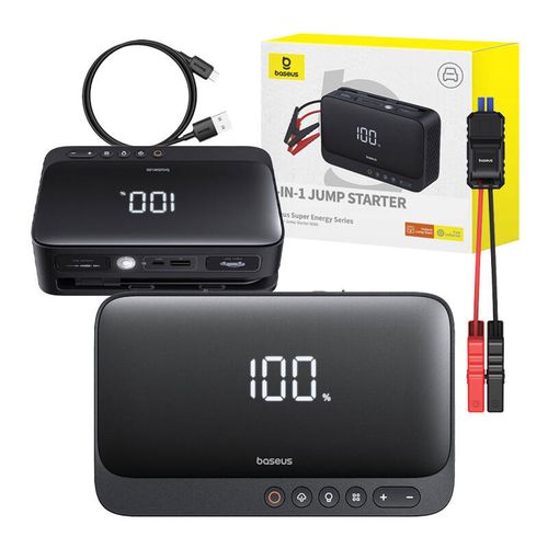 Powerbank / auto starteris 600A 1500 mAh / 14,8 V / 22,2 Wh, USB + USB-C 5V 2,4A Super Energy BASEUS C00245902111-00 6932172654351