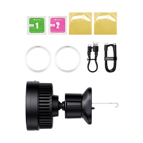 Automašīnas magnētiskais turētājs ar bezvadu Qi uzlādi 15W MagPro, melns C40164100121-00 6932172647834