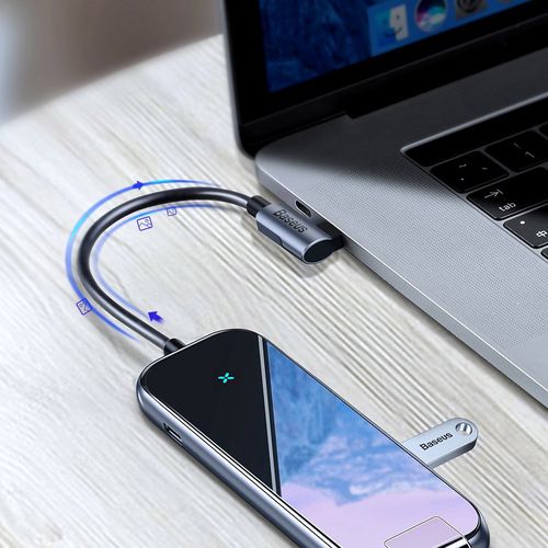 Multifunkcionāls CENTRMEZGLS (C tips 3xUSB3.0+HD4K+RJ45+PD) Tumši pelēks BSEUS CAHUB-DZ0G 6953156293045