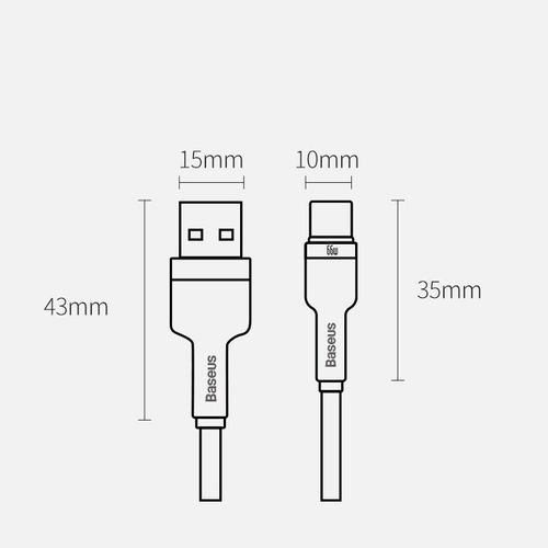 Cable USB2.0 A plug - USB C plug 1.0m black 66W Cafule BASEUS CAKF000101 6953156209756