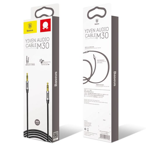 Baseus Audio AUX kabelis apzeltīts, saspraudnis no 3.5mm Jack uz 3.5mm Jack CAM30-BS1 6953156257184
