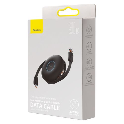 Kabelis USB C - magnētieskie adapteri  USB C, IP Lightning, micro USB, 20W melns ar kārbu BASEUS CAMLC-01 6953156207554