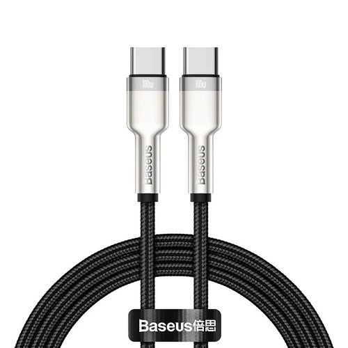 Kabelis USB C - USB C, datu pārsūtīšanai un uzlādēšanai līdz 100W, 2m, melns Cafule Metal BASEUS CATJK-D01 6953156202368