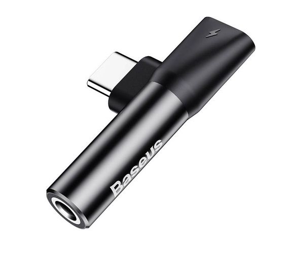 Adapteris USB C kontaktdakša - 3,5 mm stereo savienotājs, ar uzlādi Black BASEUS CATL41-01 6953156282278