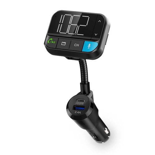 Car FM Transmitter | Gooseneck | Speakerphone | 2 " | Black White Screen | Bluetooth® | PD 20 W / QC 3.0 | Fast charging | Bass boost | Google Assistant / Siri | Black CATR1024BK 5412810451807