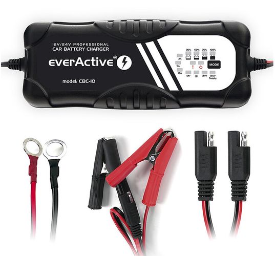 Automātiskais lādētājs svina akumulatoriem 12/24V 10-300Ah 10A EverActive CBC-10 5902020523963