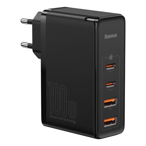 Sienas ātrais lādētājs GaN2 Pro 100W 2xUSB + 2xUSB-C QC4+ PD3.0 ar USB-C kabeli, melns CCGAN2P-L01 6953156204683