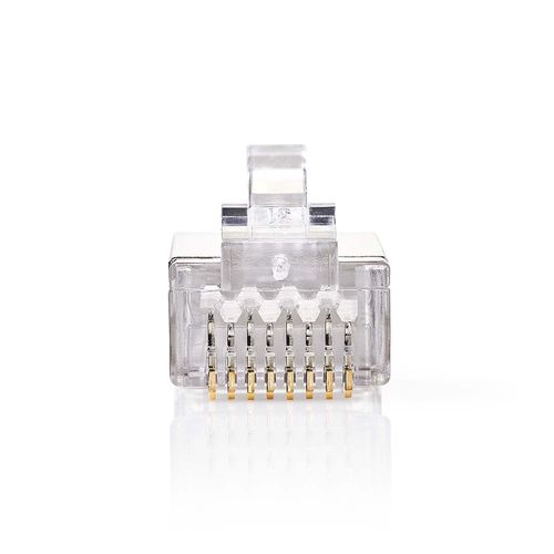 RJ45 Connector | Male | Solid STP CAT5 | Straight | Gold Plated | 10 pcs | PVC | Transparent | Box CCGB89302ME 5412810289356