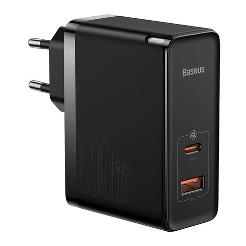 Sienas lādētājs GaN5 Pro 100W USB + USB-C QC4+ PD3.0 ar USB-C1m kabeli, melns CCGP090201 6932172608958