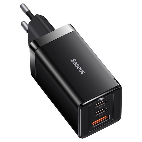 Sienas lādētājs GaN5 Pro 65W USB + 2xUSB-C QC3.0 PD3.0 ar USB-C1m kabeli, melns CCGP120201 6932172617523