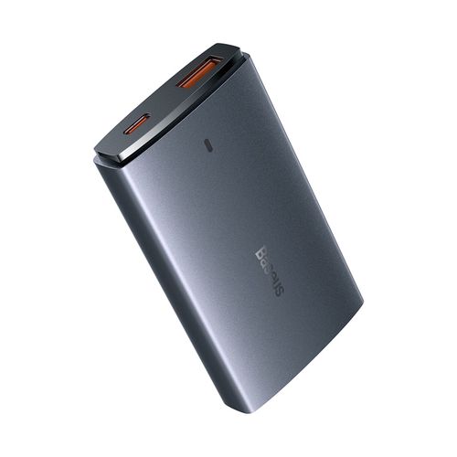 Sienas lādētājs GaN5 Pro Ultra-Slim 65W USB + USB-C QC3.0 PD3.0 ar USB-C 1 m kabeli, pelēks CCGP150113 6932172618353