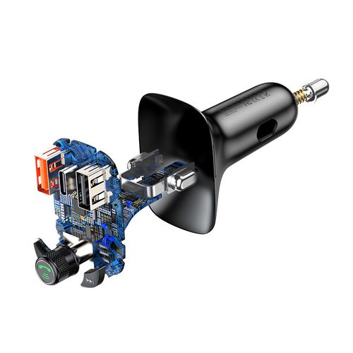 Bluetooth FM Modulator Car Quick Charger 12-24V 2xUSB + USB-C, Black CCMT000101 6932172626983