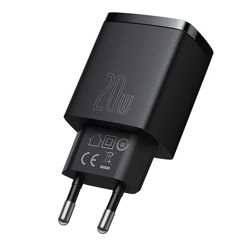 Ātrais lādētājs 20W USB + USB-C QC3.0 PD3.0, melns CCXJ-B01 6953156207233