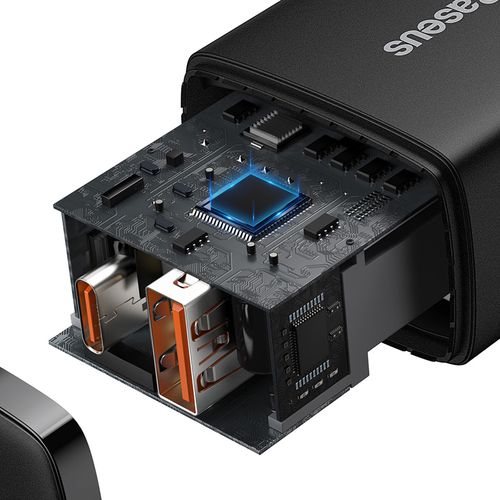 Ātrais lādētājs 20W USB + USB-C QC3.0 PD3.0, melns CCXJ-B01 6953156207233
