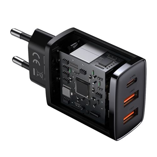 Ātrais lādētājs 30W 2xUSB + USB-C QC3.0 PD3.0, melns CCXJ-E01 6953156207295