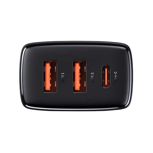 Ātrais lādētājs 30W 2xUSB + USB-C QC3.0 PD3.0, melns CCXJ-E01 6953156207295