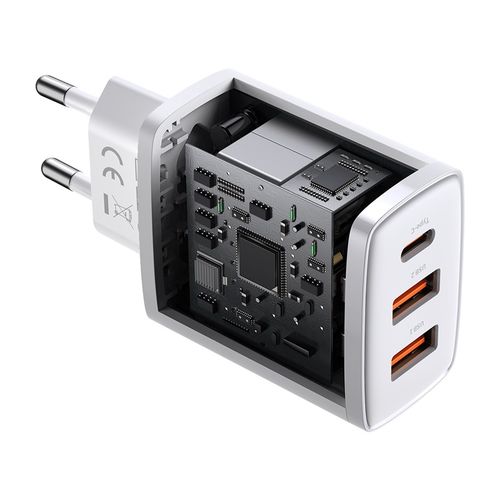 Ātrais lādētājs 30W 2xUSB + USB-C QC3.0 PD3.0, balts CCXJ-E02 6953156207301