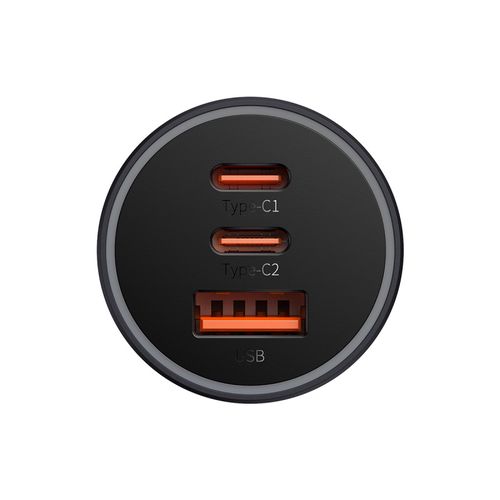 Automašīnas ātrais lādētājs 12-24V 65W USB + 2xUSB-C QC4+ PD3.0, tumši pelēks CGJP010013 6932172610289