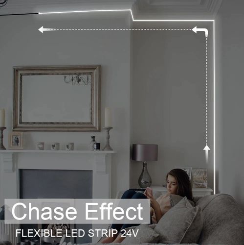 LED lente 24Vdc, 10W/m, COB 480LED/m, digitālais WS2811, 4000K, IP20, 180°, LEMLUX COB-NW420-IC